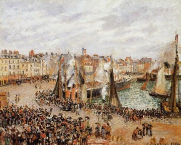  Weather Oil Painting - the fishmarket dieppe grey weather morning 1902 Camille Pissarro Parisian